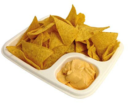 BIO Nachoschalen mit Dip-Fach - groß/beige Maße: 190 x 170 x 40mm (50)