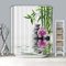 Dreamdge Rideau de Douche 150 x 180 Bambou Vert Blanc, Etanche Anti-Moisissure Polyester avec 12 Anneaux Salle de Bain Rideau pour Salle de Bains
