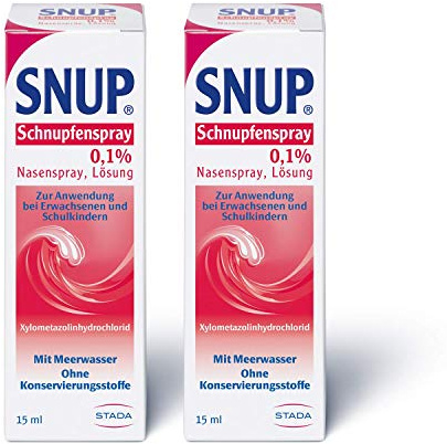 SNUP® Schnupfenspray, Meerwasser Nasenspray bei Heuschnupfen 0,1%, 2 x 15ml | Xylometazolin & Meerwasser, abschwellend, ohne Konservierungsstoffe, bei Allergie & Heuschnupfen, Erwachsene & Kinder ab 6 J.