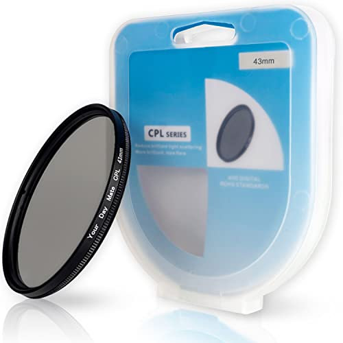 Filtro polarizzatore CPL Ø 43 mm, Minimizza i riflessi, Migliora nitidezza ottica e fedeltà cromatica, Filtri polarizzatori circolari con attacco in alluminio, Protegge l’obiettivo della fotocamera