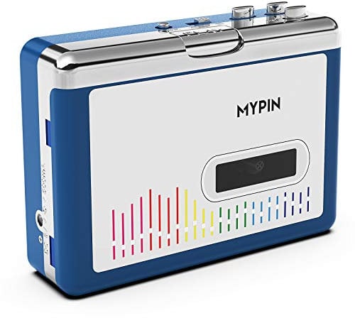 MYPIN Cassette Player, Portable Bluetooth Cassette Player with Headphone, Tape Player Output to Headphone/Speaker,Walkman 2 AA Battery or USB Power Supply, 3.5mm Headphone Jack