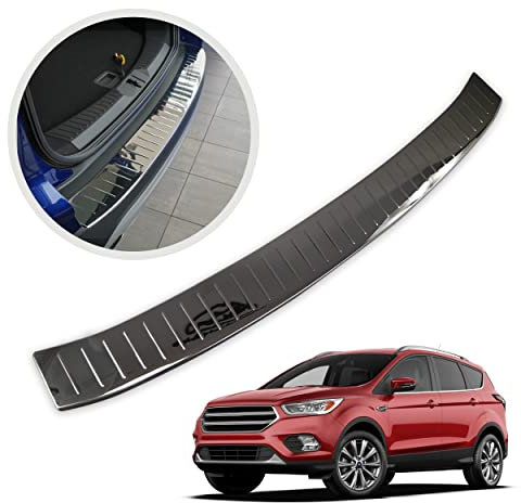 CHROMEMASTER | Ladekantenschutz Stoßstangenschutz | Kompatibel mit Ford Kuga 2013-2019; Polierter Edelstahl, Dunkelchrom; Unsere Lackschutzleiste Sichert den Heckstoßfänger vor Kratzern