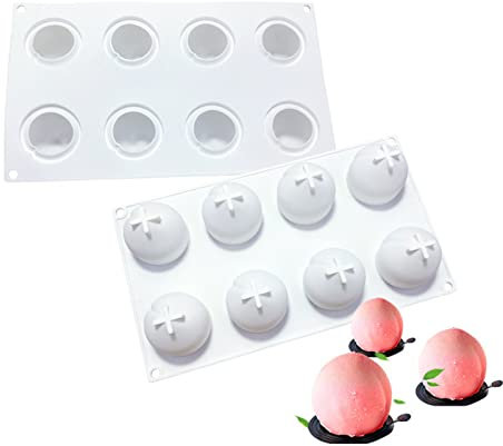 Molde de silicona con forma de frutas, manzana, fresa, cereza, melocotón, naranja, pera, molde de chocolate, para la fabricación de bombones de chocolate caliente, pasteles, mousse (melocotón)