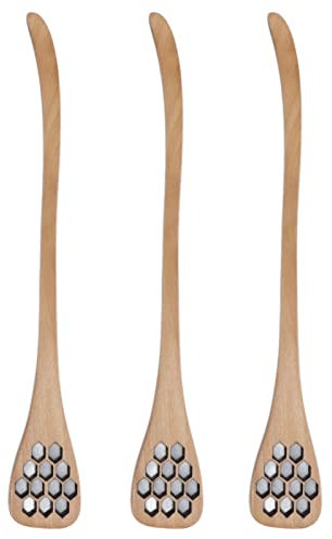 3 cucchiaini per miele, cucchiai di miele in legno cucchiai per mescolare, mescolare, degustare(Naturale)