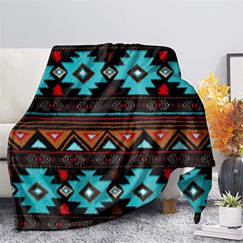GLENLCWE Tribal Indian American Navajo Aztec Print Fuzzy Flanell Decke, Überwurf Decke, gemütlich Bett Überwurf Dekor Abdeckung hautfreundlich