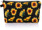 Sibba Kosmetik-Make-up-Tasche Segeltuch Handtasche Mini-Tasche Geldbörse Reißverschluss Federmäppchen Kulturbeutel Aufbewahrungstaschen Beauty-Make-up Reisezubehör (Gelbe kleine Sonnenblume)
