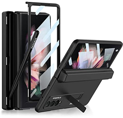 COQUE Galaxy Z Fold 3 Étui, de téléphone Tout Compris avec charnière intégrée à Membrane avec Fente pour Stylo cachée, de téléphone Pliable pour Samsung Galaxy Z Fold 3 5G-Le Noir