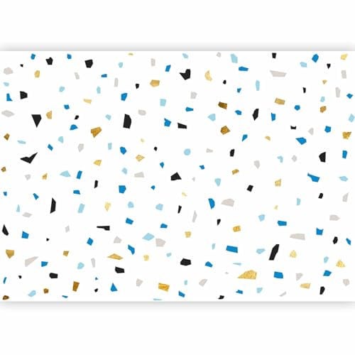 murando - Papier Peint Panoramique Adhésif 441x315 cm - Tapisserie Murale Autocollante Décoration - Bleu blanc beige gris - Éléments dorés abstraction terrazzo bureau f-A-10039-a-c