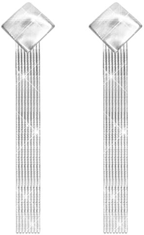 KristLand Retro 925 Sterling Silber Ohrringe Quaste Lange baumelnde Ohrstecker mit Weißgold überzogen Hochzeit Brautschmuck Damen Schmuck