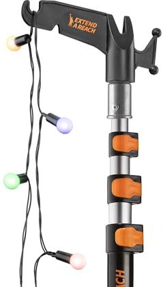 4-12 ft Long Telescopic Extension Pole & Utility Hook for Christmas Lights