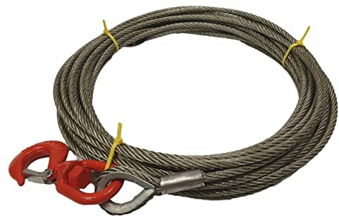 10mm Dia Wire Rope Winch Cable With Swivel Hook - Choose Length - Galvanised Steel Winch Rope - 7.11 Tonne Breaking Load (25 Metres)