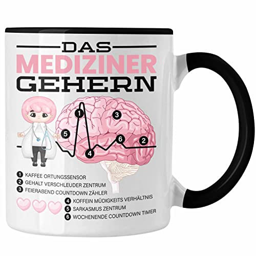 Trendation - Das Mediziner Gehirn Tasse Geschenk Medizin-Studium Arzt Geschenkidee (Schwarz)