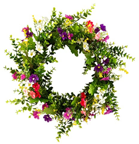 Couronne de printemps pour porte d'entrée, couronne de porte de printemps, couronne de porte de fleur artificielle, porte artificielle couronne de couronne de marguerite fleur de fleur de fleur