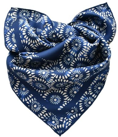 Prettystern Unisex handrolliertes SeidenHalstuch Seide Nickituch Bandana kleines Seidentuch für Damen Herren 03 Blau