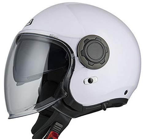 NZI RINGWAY Duo Solid Blanco | Casco de Moto Jet Abierto con Visor Solar - Unisex Hombre y Mujer Homologado ECE