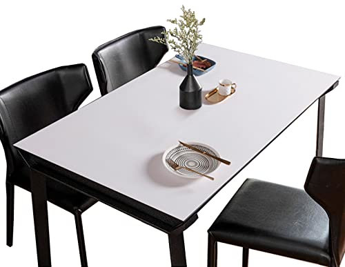 FANIVIN PU Tischdecke Tischmatte Schreibtisch Tischfolie Haushalt Küche Bürobedarf Doppelseitig Tischschutz Matte Wasserdicht Weiß+Grau 80 * 180cm