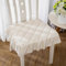 ZYFAB Samt Stuhlkissen Steppung Elegant Rüsche Sitzkissen mit Bändern Vintage Hufeisen Stuhlkissen für Küche Esszimmer Heimdekoration,Beige,43 * 43 * 35cm