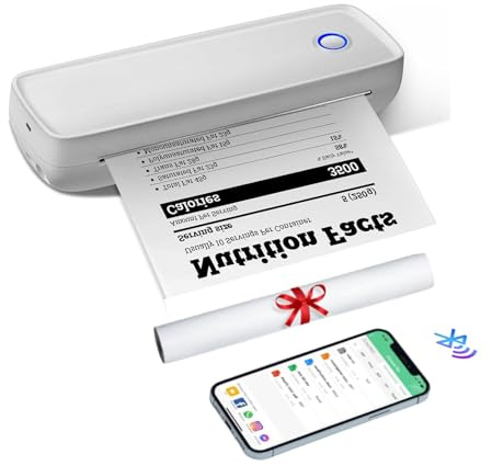 Sxhlseller A4 Multifunktionsdrucker – Bluetooth 5.2 200 Dpi Tintenloser Tragbarer Thermodrucker, USB Wiederaufladbare Kabellose Wlan Drucker mit 7 Druckgrößen SharpFox APP für Zuhause, Arbeit, Reisen