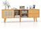Multigot TV Cabinet for 55/65 Inch TVs, Bamboo TV Stand Console Table with Glass & Rattan Doors, Adjustable Shelf, Mid Century Media Entertainment Center for Living Room, Bedroom (140cm for 65 TVs)