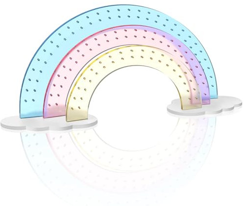 NiHome 3-Tier Gradient Colors Acrylic Rainbow Earring Organizer, 14 W x 6.3 H Lightweight & Durable Design 140 Holes for 70 Pairs, Unique Front Row for Special Earrings(Gradient Colors)