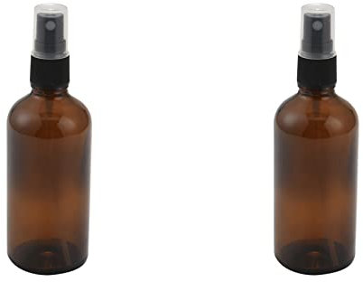 TsoLay 2X 100Ml Botella de Aerosol de Vidrio de Color ÁMbar con Spray de Atomizador Negro, Recipiente Recargable