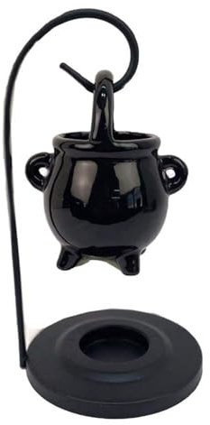 Puckator Ölbrenner – Schwarzer hängender Kessel aus Dolomit Keramik und Metall mit Kerze