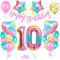 Luftballon 10. Geburtstag Rosa - Deko Set Mit Riesen Folienballon Zahl 10, Happy Birthday Folienballon, Ballon Zum Geburtstag Für Mädchen