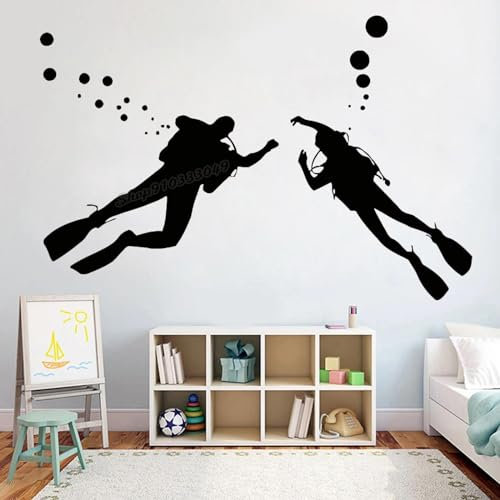 SHELOG Tauchen Wandaufkleber Vinyl Aufkleber Ozean Ozean Taucher Kinderzimmer Wandaufkleber Wohnzimmer Schlafzimmer Dekor Poster Home Dekoration Design