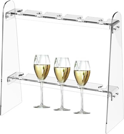 Support de flûte à champagne, support de verre à champagne, Support à champagne en acrylique transparent avec 2 niveaux, Présentoir décoratif en verre à vin, facile à assembler, avec 10 emplacements,