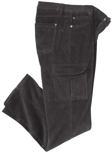 ATLAS FOR MEN - Pantalon Cargo en Velours Côtelé Anthracite - 40