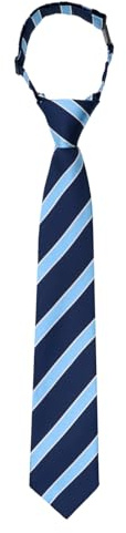 LJBFNN Ties for Boys Kids, Pre-Tied Clip on Tie Stripe Neckties for School Uniforms Graduation Wedding Parties Cosplay Causal (Blue Black)