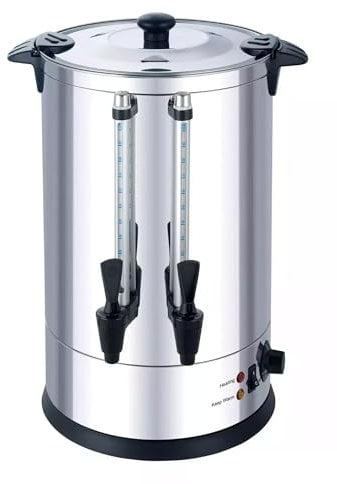 CVS Stainless Steel Electric Catering Urn 13.9 Liter 1650 Watt - Water Boiler - Tea Urn Kettle - Water Level Indicator - Anti-drip Tap - Temperature Control - Commercial Coffee Urn (13.9 Liter)