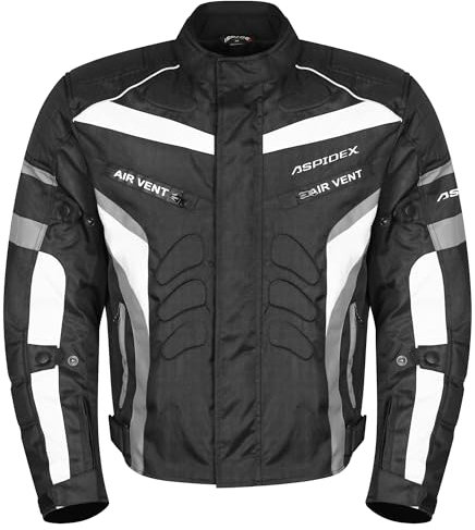 ASPIDEX Giacca Da Moto da Uomo In Cordura Giacche Da Corsa Amoured Giacca Protettiva Per Moto (IT, Testo, 3XL, Regular, Regular, Grigio)