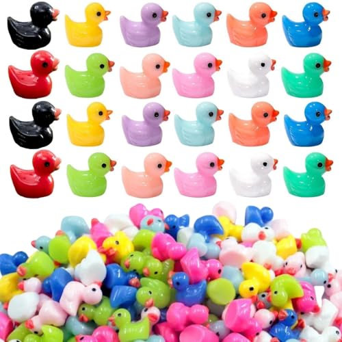 Mini Enten Harz,60pcs Kleine Enten Mini Resin,Mini Duck Figuren Miniatur,Kleine Bunte Enten für Dekoration von Miniatur-Landschaftsgärten,Bonsai,Fischbecken und Aquarien verwendet