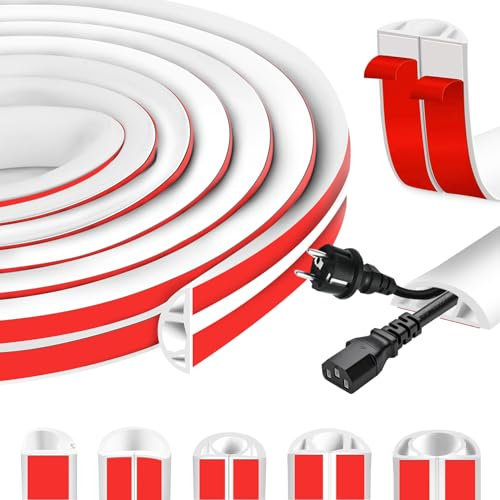 Passe-câbles autocollant blanc - Pour cacher les câbles - Diamètre : 25 mm x 2 m - Petit cache-câbles semi-circulaire - En PVC - Flexible - Plat - Pour protection des canaux