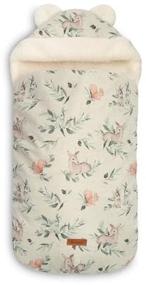 SENSILLO - Fußsack Kinderwagen - Baby Fußsack Winter - für Babywanne, Babyschale, Buggy - für Kinder 0-18 Monaten - mit Reißverschluss, Gurtöffnungen, wasserabweisendem Stoff - Hirsch