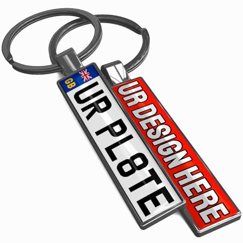 SONZE Personalised Number Plate Keyring – Custom Car Keychain with Name, Text, Logo or Photo | UK Registration Plate Keyring | Customised Gifts for Car Lovers (3. Gun Black - Anthracite)