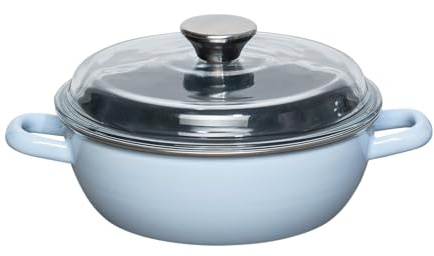 Riess, 0043-028, Schmorpfanne hoch mit Glasdeckel Ø 20cm, BACKEMAILLE BLAU, Emaille, Herstellung in Österreich, LBH: 27,5x21,1x13,2cm, 1,500kg, Emailliert