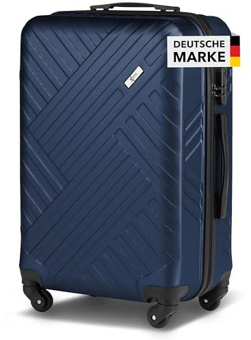 Xonic Design Reisekoffer - ABS Hartschalen Koffer mit 360° Leichtlauf-Rollen - hochwertiger Trolley mit Zahlenschloss in M-L-XL oder Set (Business Nightblue, L)