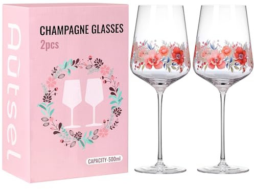 Autsel Weingläser Set 2Er (500 Ml) • Geschenke für Frauen • Kratzfeste Weingläser • Weinglas Personalisiert • Zeitlose Gläser für Weißwein • Personalisierte Geschenke