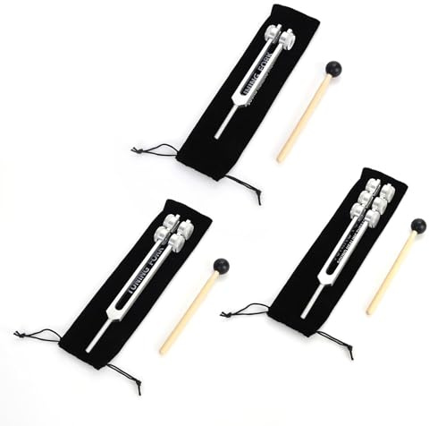 COYEUX Tuning Forks for Healing, 32HZ/64HZ/128HZ Sound Healing Instrument, with Silicone Hammer and Storage Bag, for Chakras, Sound Therapy, Meditation