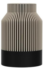 ebenkunst | Kontura Vase grau – 3D Blumenvase aus PLA mit schwarzem Standfuß & wasserdichtem PP-Einsatz | Für Pampasgras, Trocken- & Schnittblumen | Nachhaltig & Made in Germany (Kreide, Höhe 15cm)