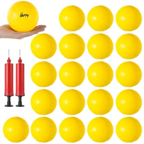 4 Mini Volleyball Balls Set Of 20 With Pumps, Replacement Balls For Roundnet, Pool, Beach, Party, And College Awards