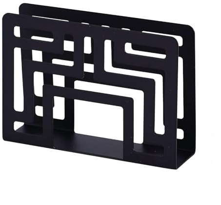 Modern Stainless Steel Napkin Holder – Freestanding Geometric Table Tissue Rack, Black Metal Kitchen & Dining Napkin Organizer for Home and Restaurant Use