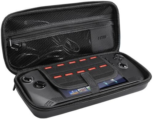 JYGamhanbil Borsa Viaggio per MSI Claw A1M Console Gaming Handheld 7 2024,Custodia Trasporto Copertura Rigida EVA con Schede Slot Tasca Rete per MSI Claw A1M Console Portatile,Cavo,Accessori,Nero