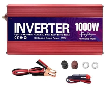 DZSHONGXINSM Convertisseur Onduleur Solaire 12 V 110 V 220 V 1000 W 1600 W 2200 W 3000 W À Onde Sinusoïdale Pure Transformateur(110-120V,1000W)