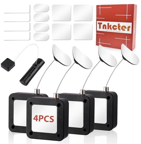 Tnkcter 4-Pack Retractable Remote Control Tether Locks, 6.5ft Cord | Adjustable Locking Cord, TV Remote Security, Game Controller Tether, Home Entertainment Use