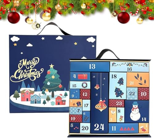 Weihnachtskalender 2025 – Adventskalender Desktop Outer Box Cardboard für Home Office | 24 Tage Weihnachtszählung | Nachfüllbare leere Fächer für A