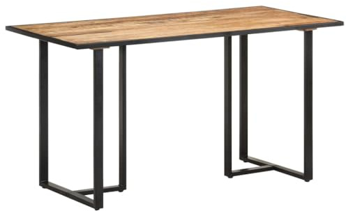 HETFTJN Industrie Esstisch 140 cm aus massivem Mangoholz & Eisenbeinen Modernes Design Robust und Langlebig für Esszimmer Küche Balkon und Loft