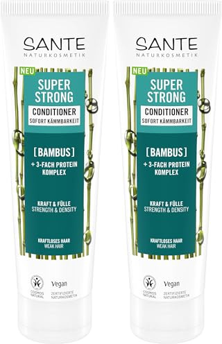SANTE Naturkosmetik Super Strong Conditioner - 150ml - Haarspülung für kraftloses Haar - mit Bio-Bambus Extrakt & 3-Fach Protein Komplex - vegan & natürlich (Packung mit 2)